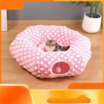 Christmas Donut Cat Bed – Cozy Washable Tunnel Nest - Imagen 4