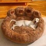 Fluffy Paw-Shaped Calming Pet Bed – Cozy Winter Nest
