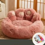 Fluffy Paw-Shaped Calming Pet Bed – Cozy Winter Nest - Imagen 5