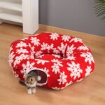 Christmas Donut Cat Bed – Cozy Washable Tunnel Nest - Imagen 7
