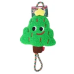Green Pine Christmas tree plush rope dog toy